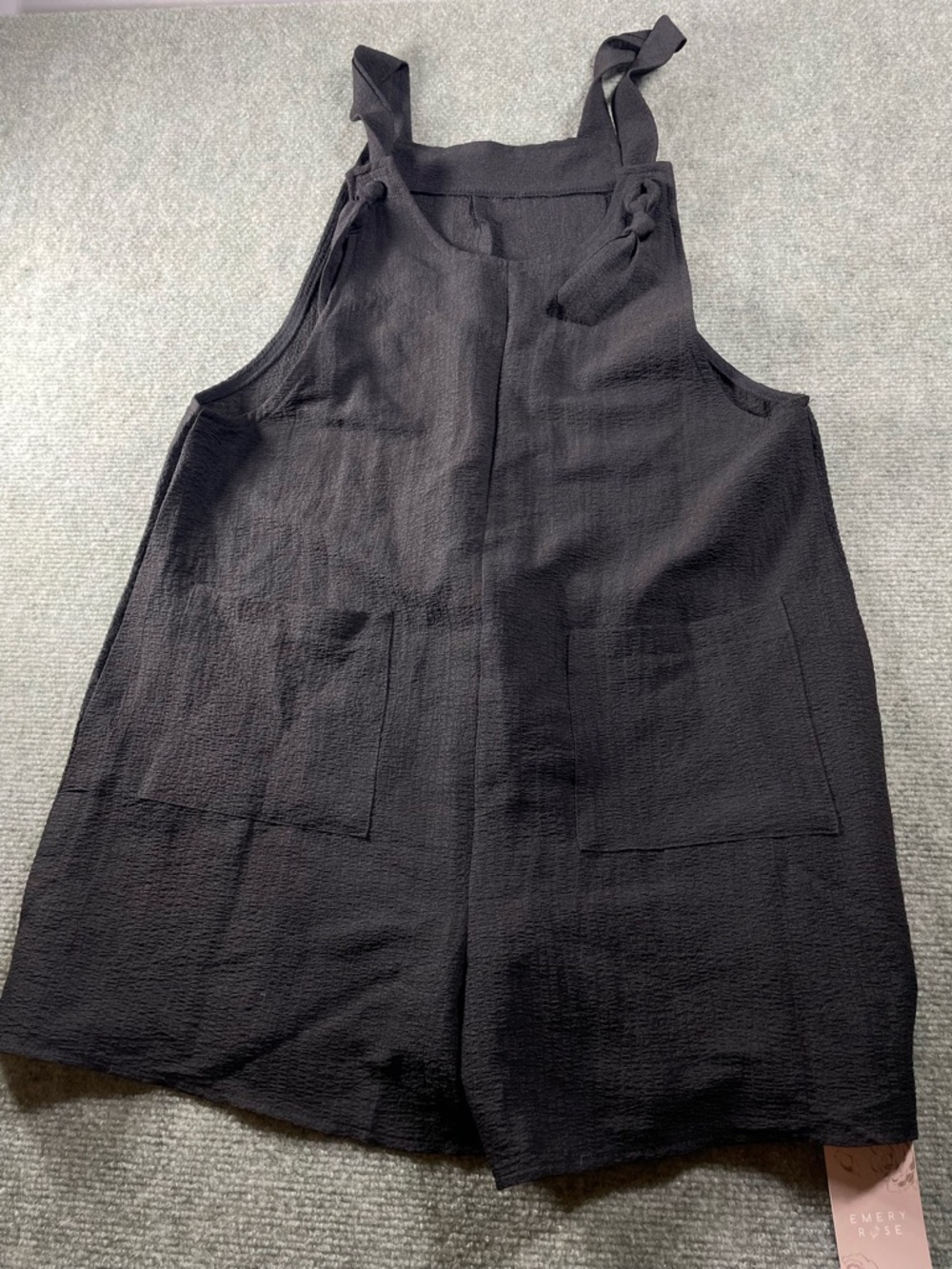 Black Knot-Strap Pinafore Romper